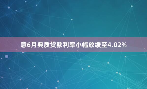意6月典质贷款利率小幅放缓至4.02%